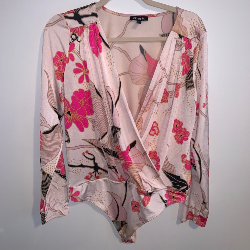 Express Long Sleeve Floral Bodysuit Size L